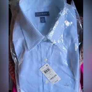 Club Room Men's Light Blue Gingham Shirt